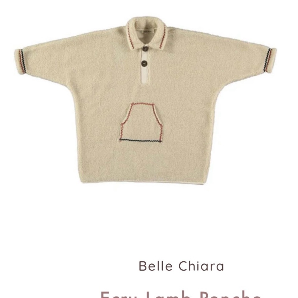 Kids Beige Sweater Poncho
